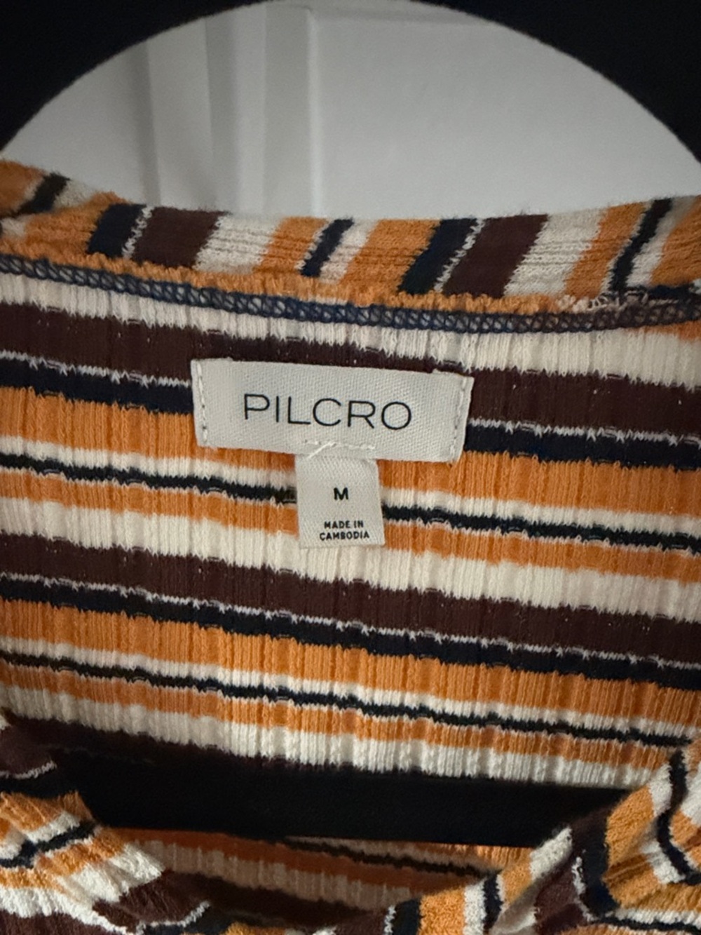 Pilcro Striped Ribbed Tank - Mustard, Brown, White - Picture 2 of 3
